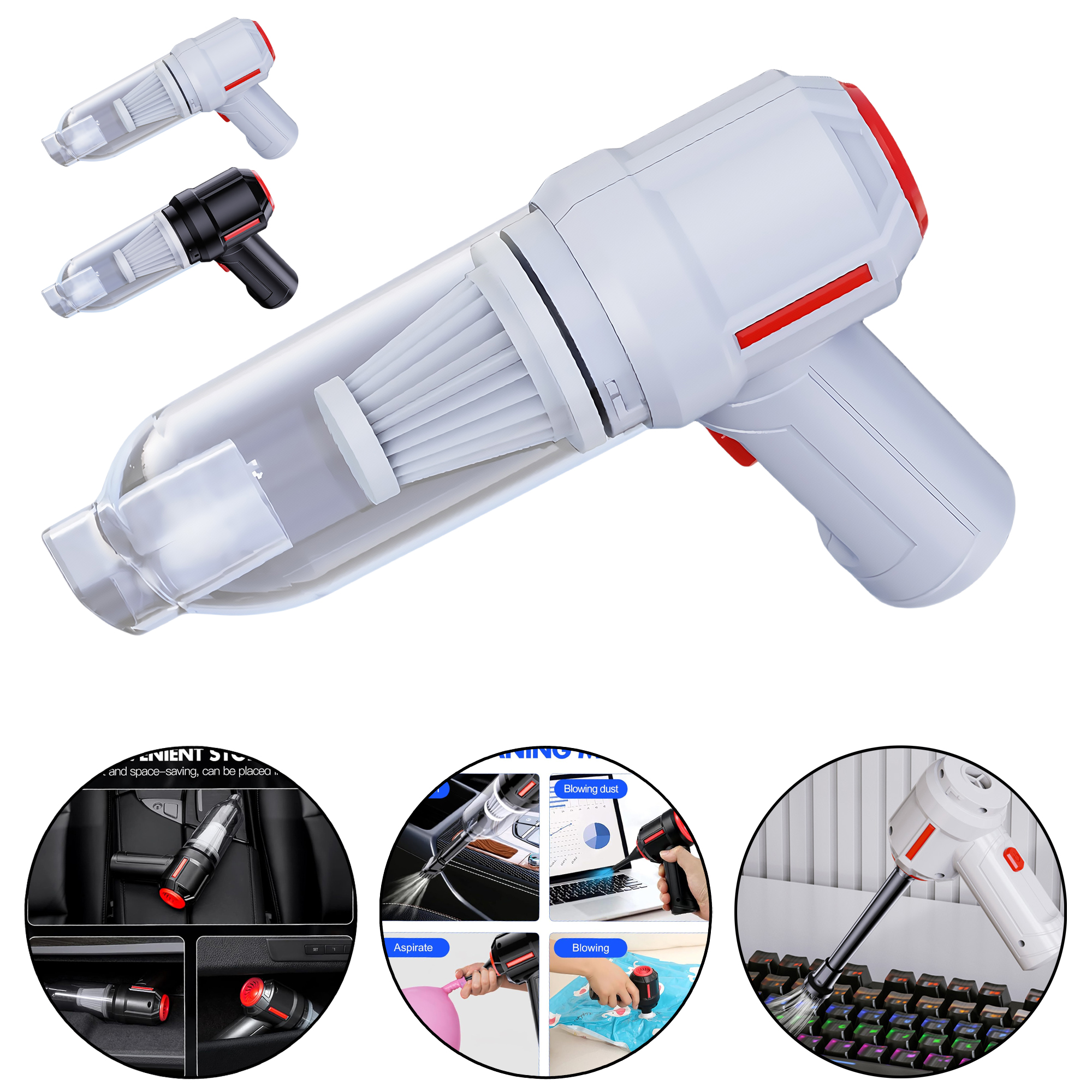 Portable High Power Car Vacuum Cleaner with Blowing Function 2