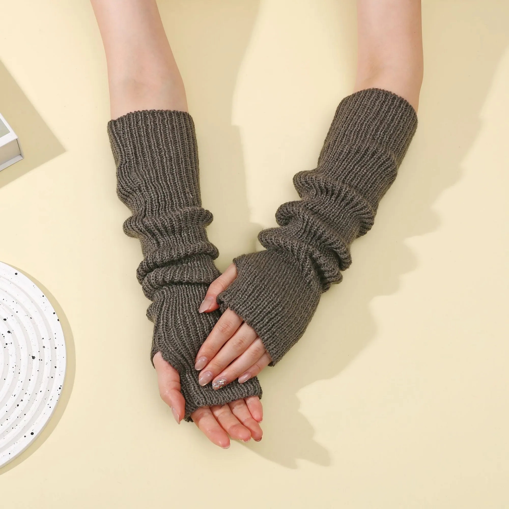 Long Fingerless Knit Winter Arm Warmers 2