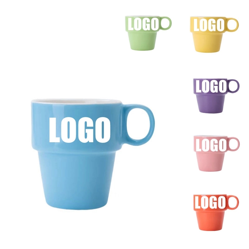 Custom 9 oz Ceramic stacked coffee cup 2