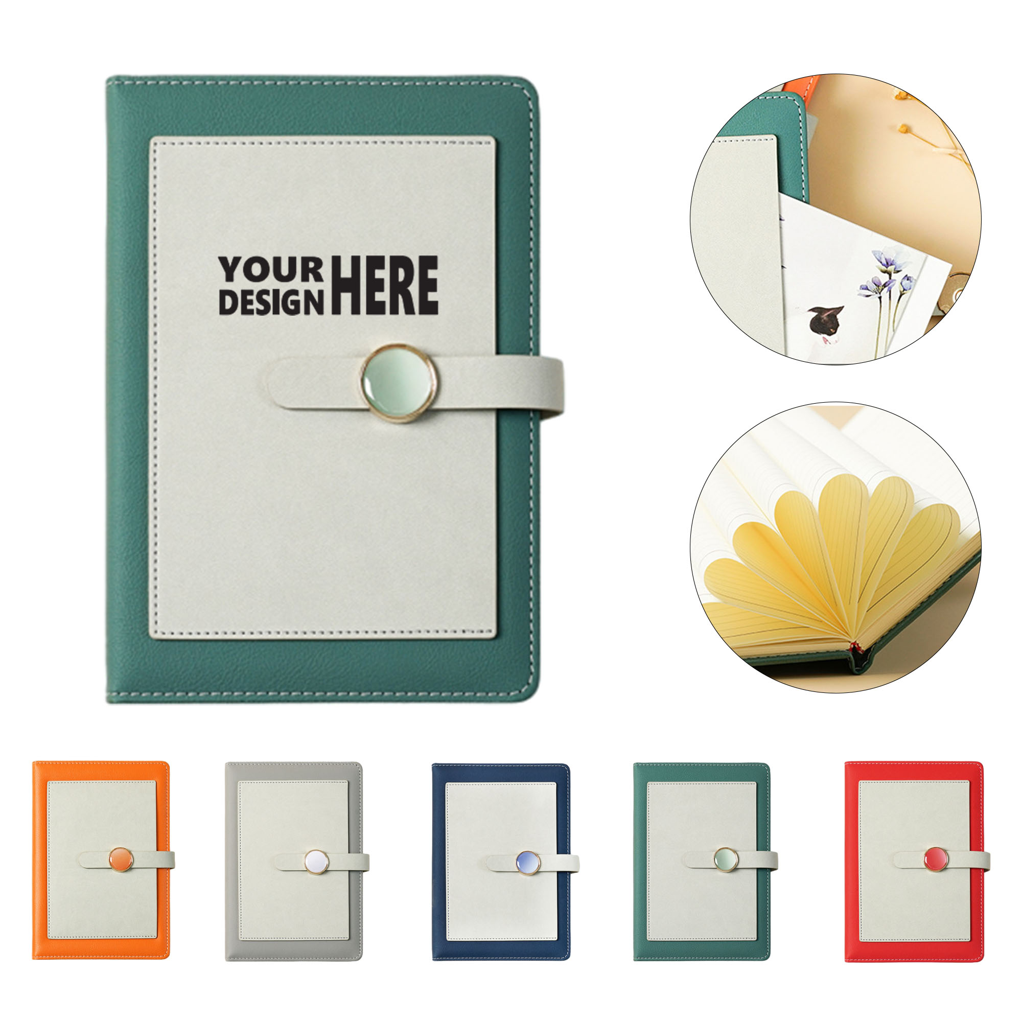 Customizable A5 Color Pocket Blocked Buckle Notebook 1