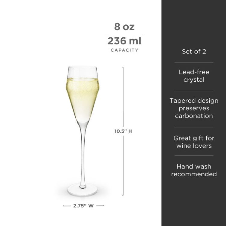 Viski® Angled Crystal Prosecco Glass, set of 2 2