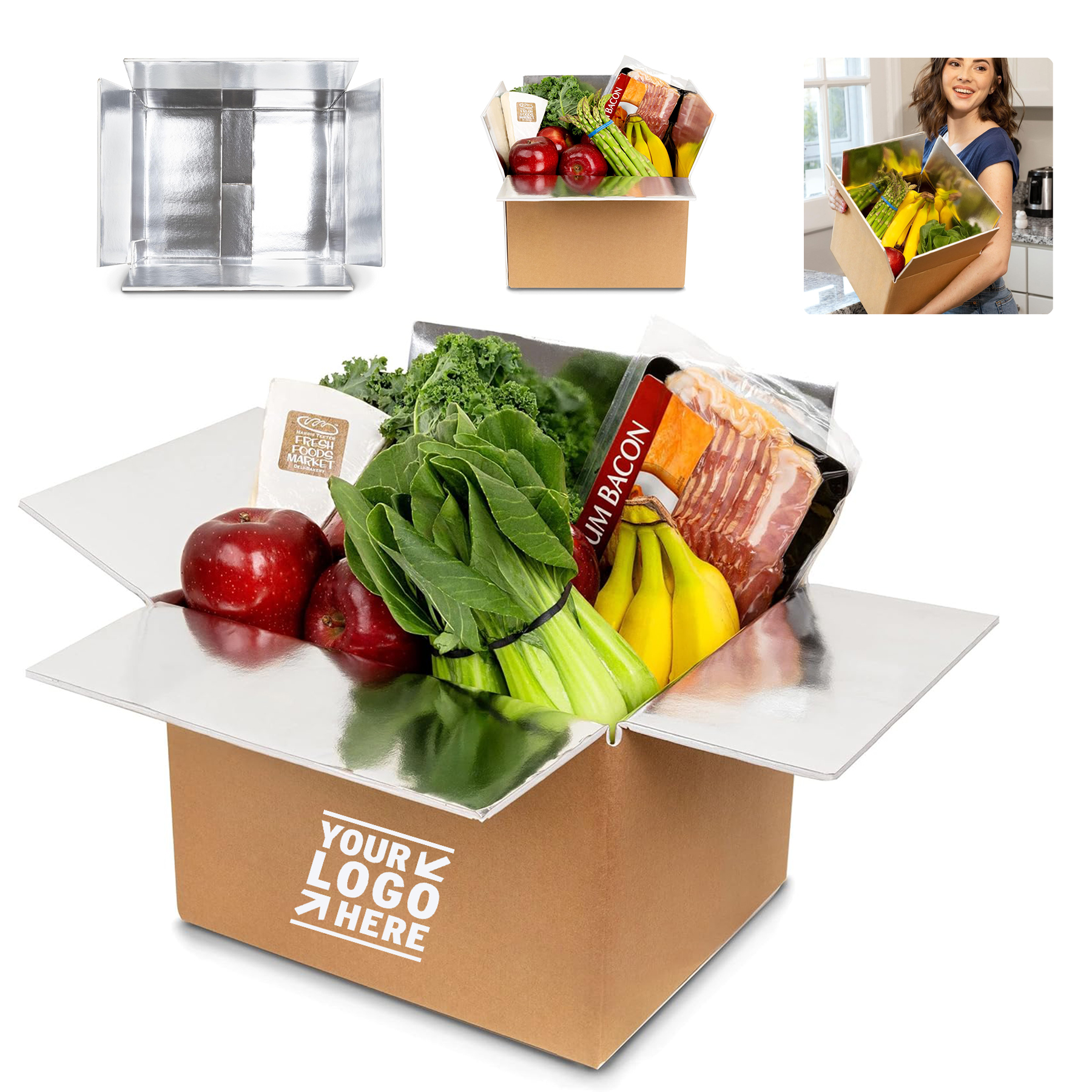12" x 10" x 8" Insulation Shipping Aluminum Moving Box Reusable Dry Cooler Frozen Food Carton 1