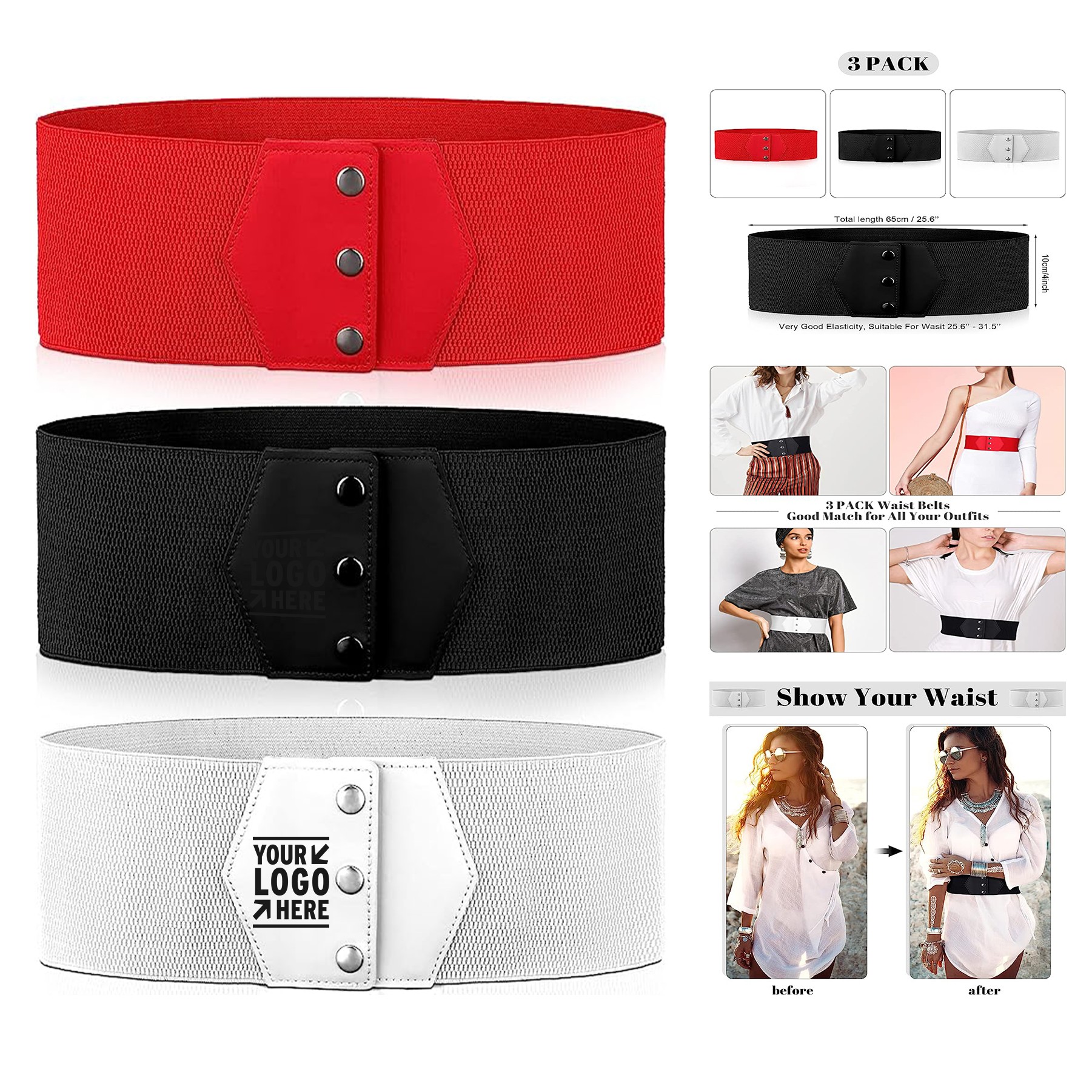 Stretchy Belt for Women Elastic Snap Belt 1