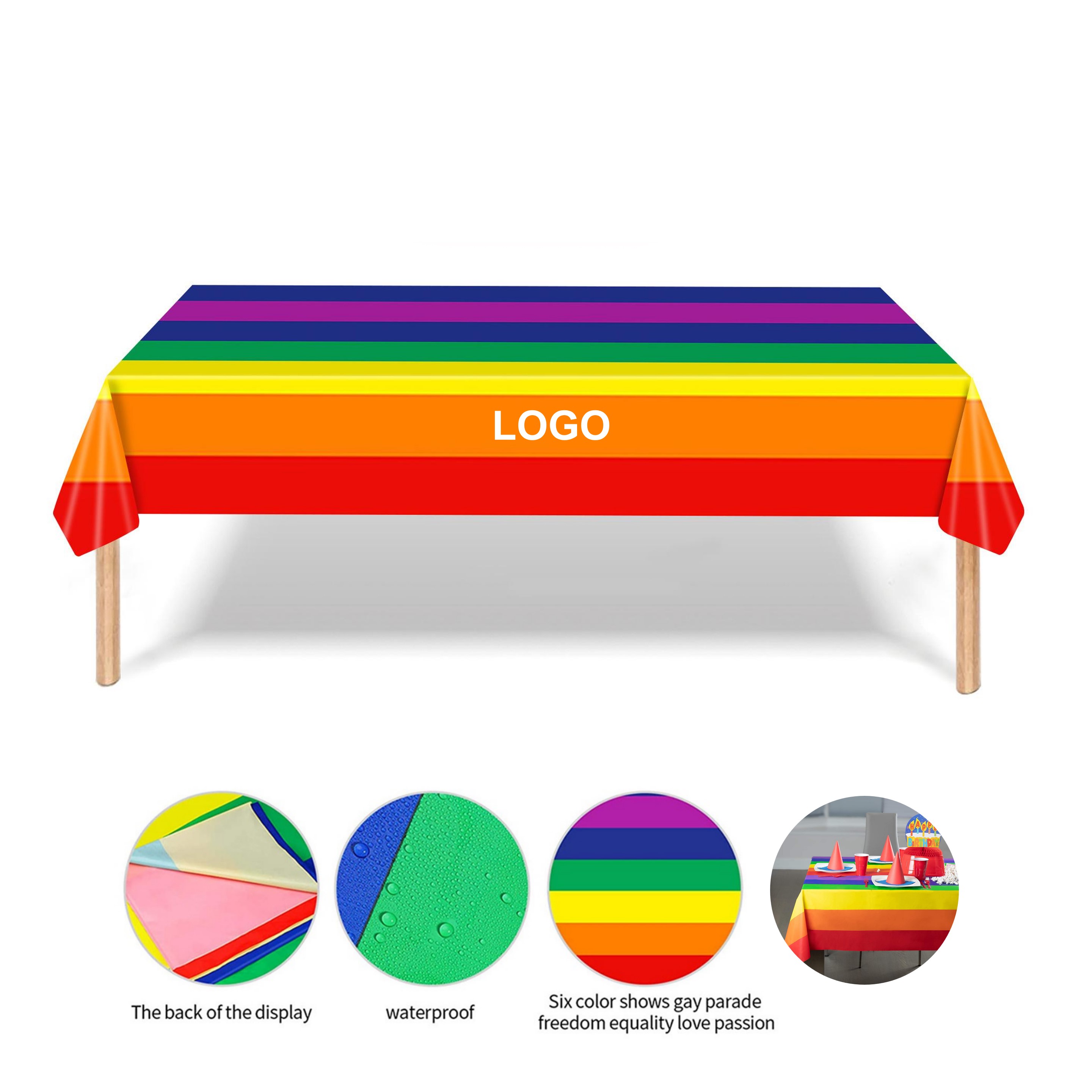 Rainbow Plastic Tablecloth (direct import) 2