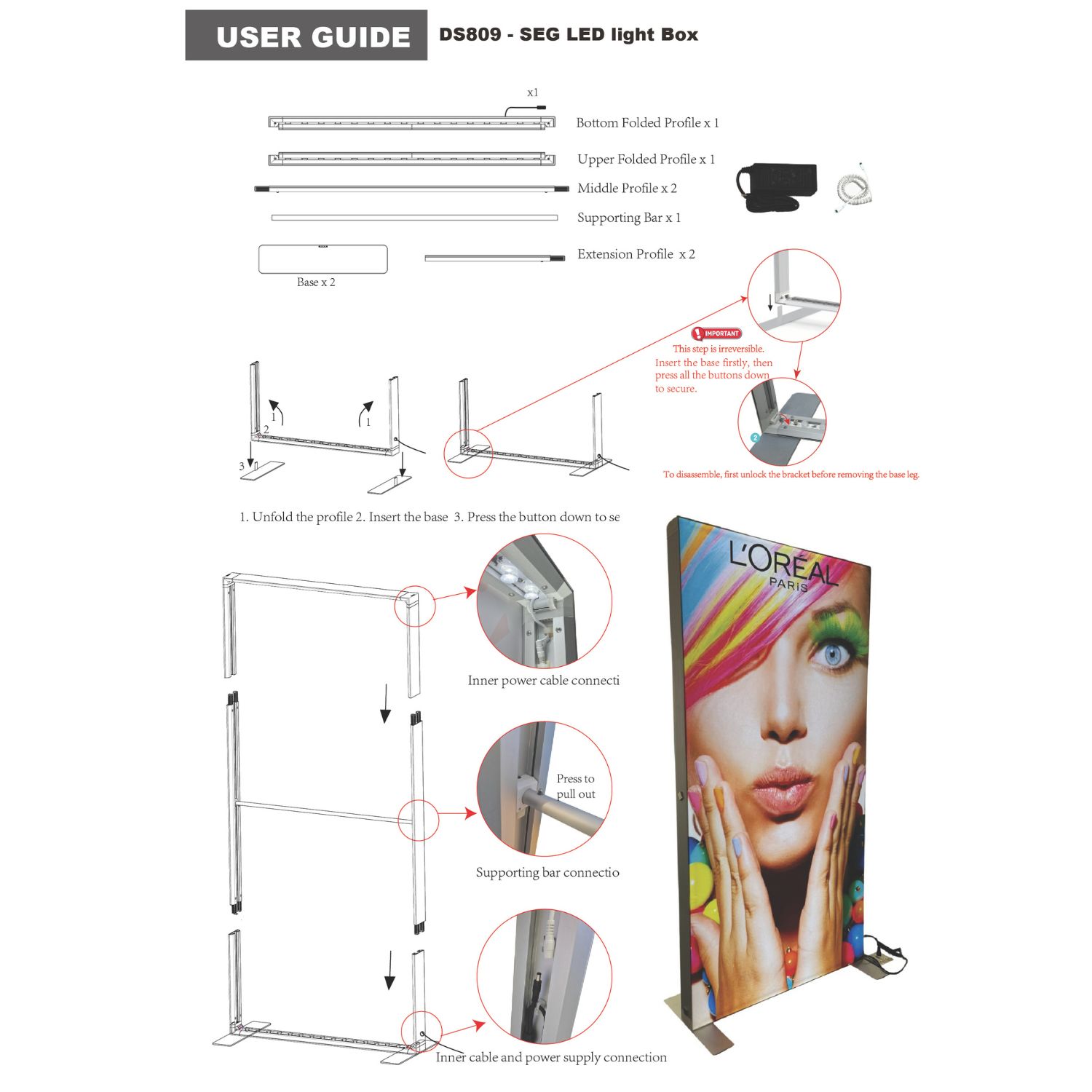 LED Light Box Floor Display Banner Kit, 40" x 80", NO SETUP CHARGE 9