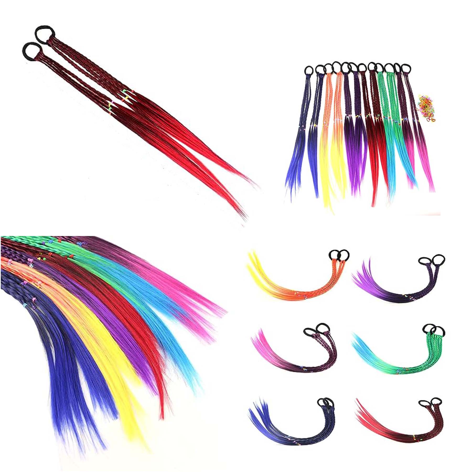 12 Pcs Women Kids Headbands Rubber Bands Girls Hair Extensions Accessories 2