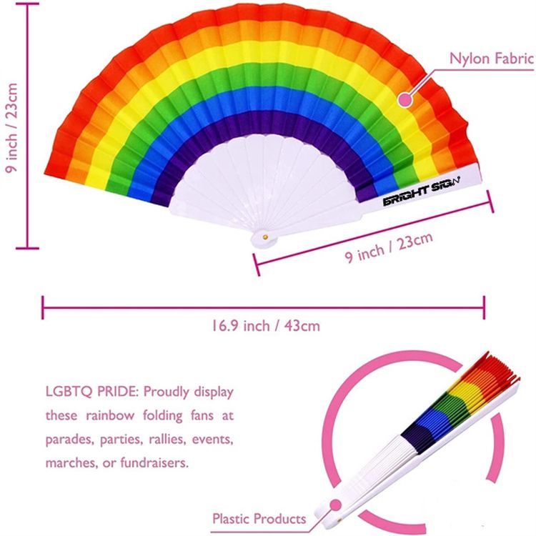 Colorful Rainbow Folding Hand Fan 2