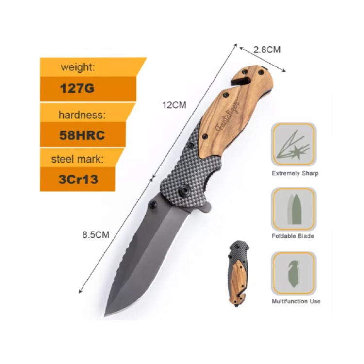 ApexBlade - Oliver Wood Folding Pocket Knife With Stainless Steel Blade Full Color Optional 1