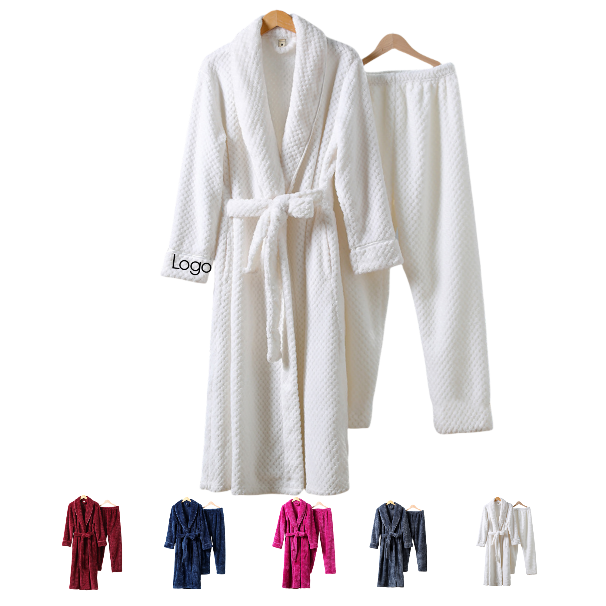 Flannel Comfort Robe And Pajama Pants Set 2