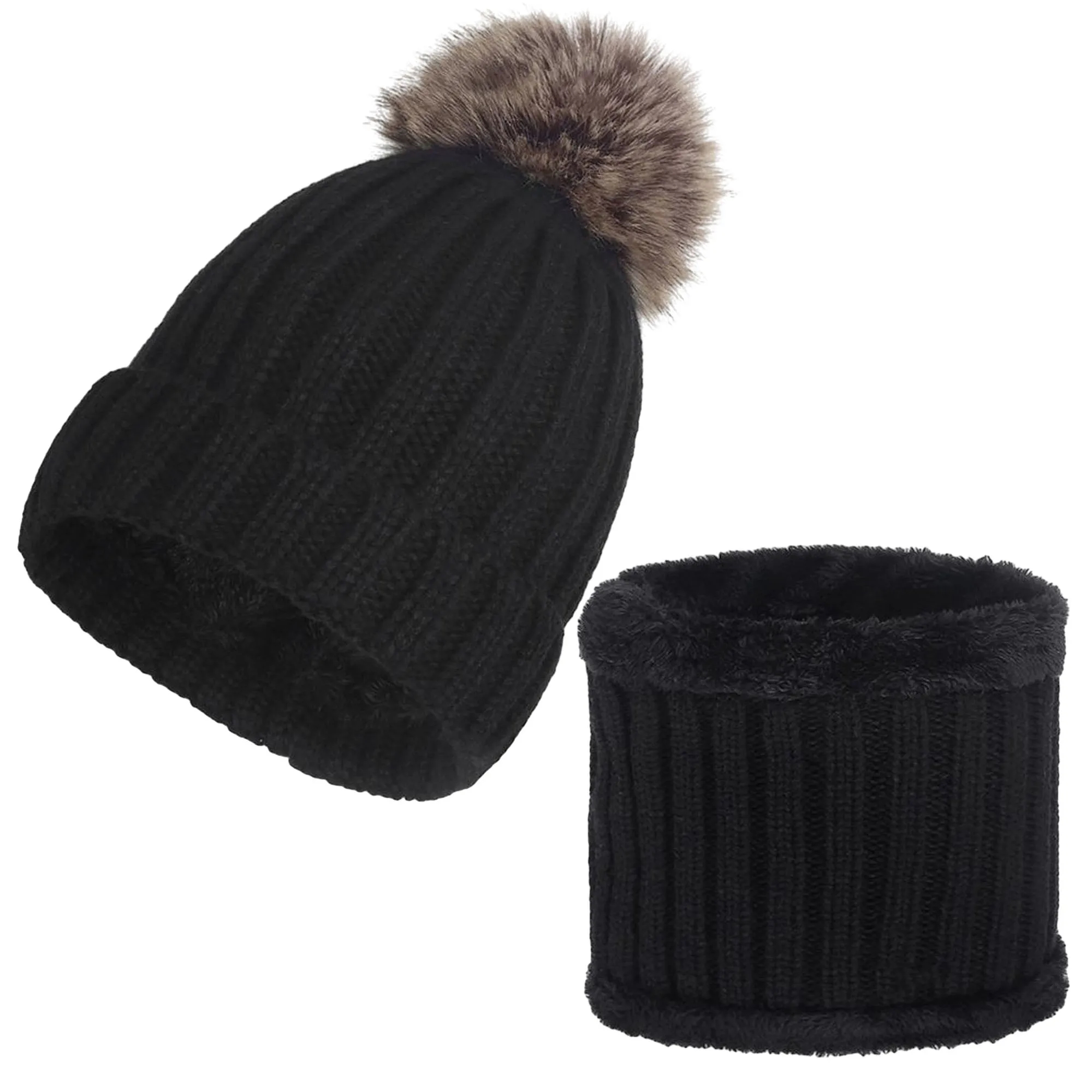 Thickened Hairball Hats and Scarves MOQ 100 6