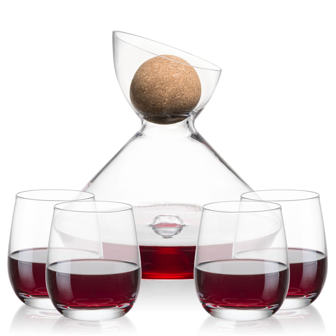 Woodbury Carafe w/Cork Stopper & Salem Stemless Wine 3