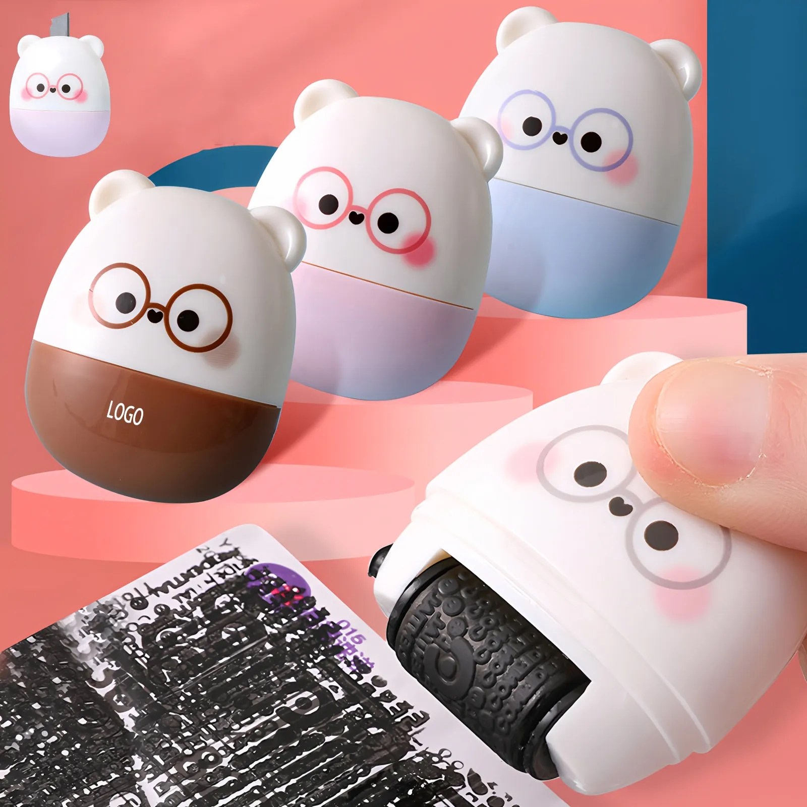 Custom Security Stamp Roller 2 in 1 with Mini Cutter for ID Protection Office Use 5