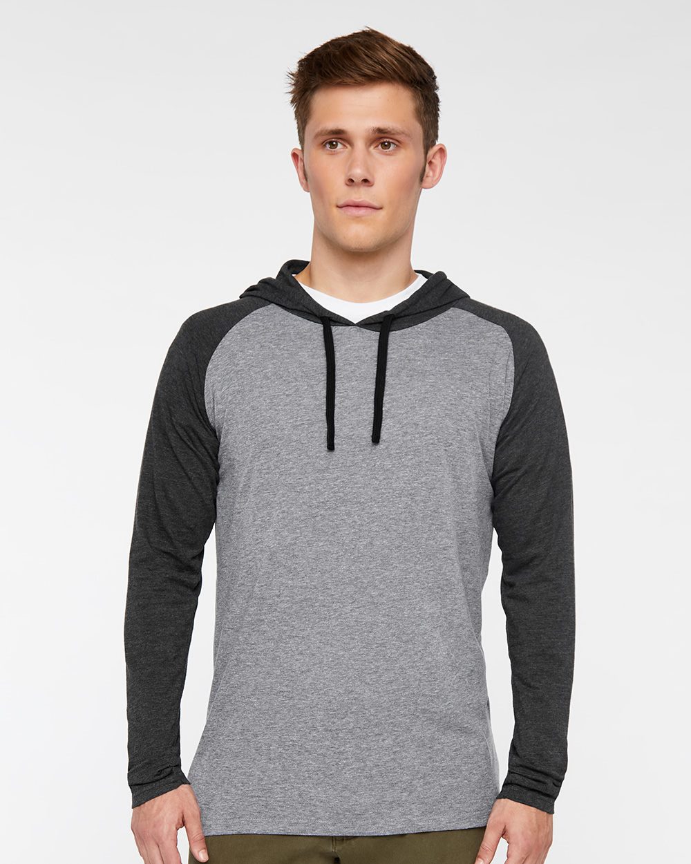 Unisex Fine Jersey Hooded Long Sleeve Raglan Tee - 6917 38