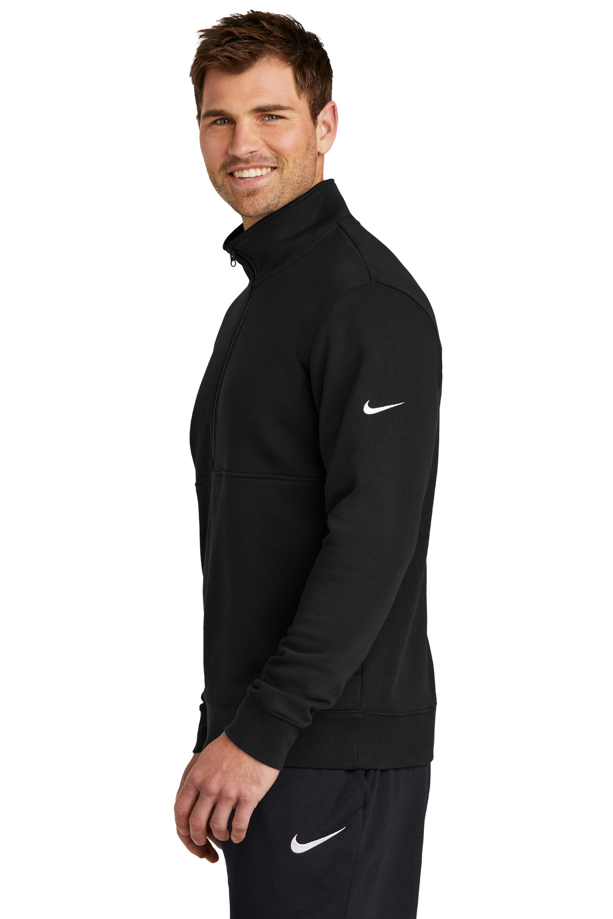 Nike Club Fleece Sleeve Swoosh 1/2-Zip NKDX6718, custom hoodie or sweatshirt with logo imprint 47