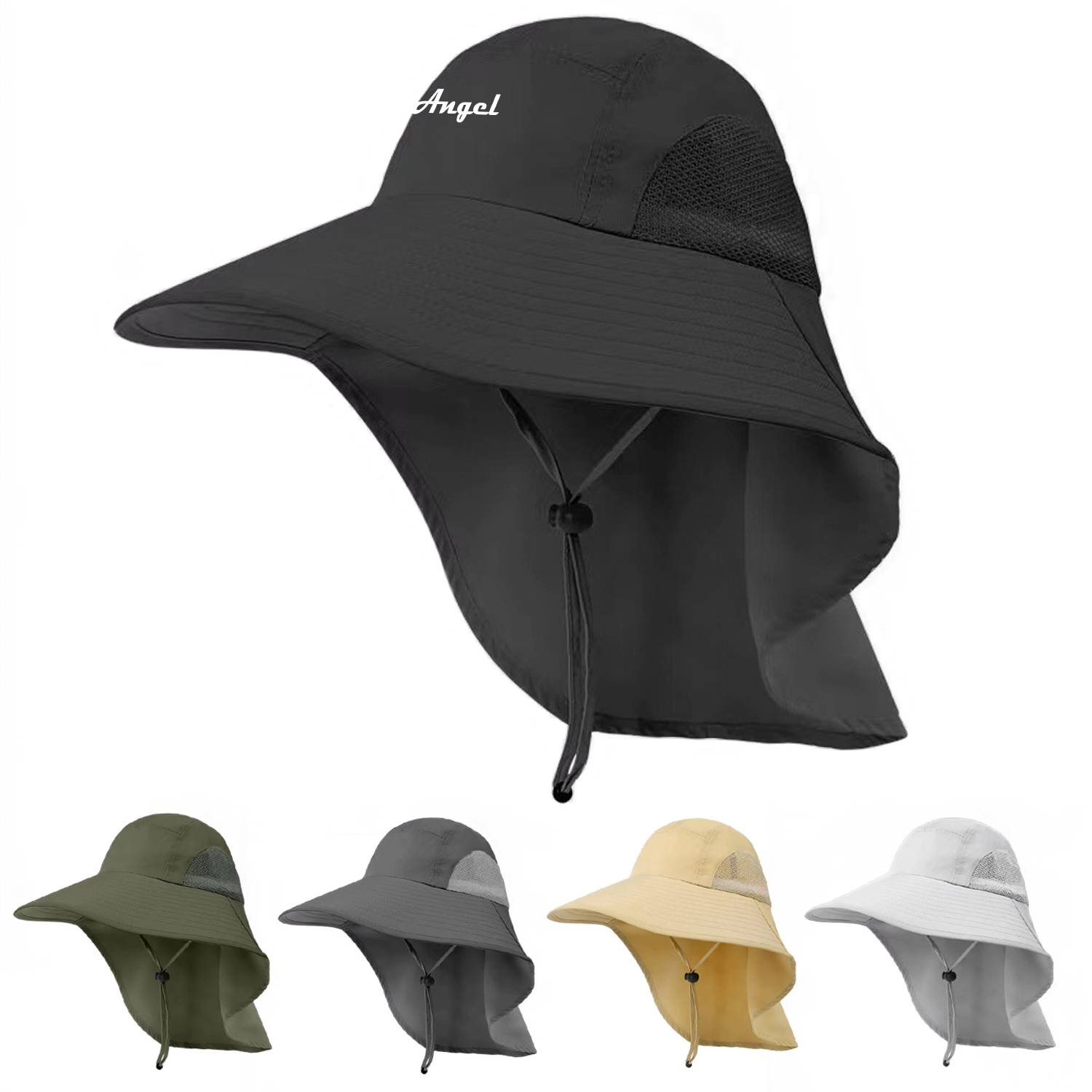 Outdoor Protection Sun Wide Brim Mesh Fishing Hat 2