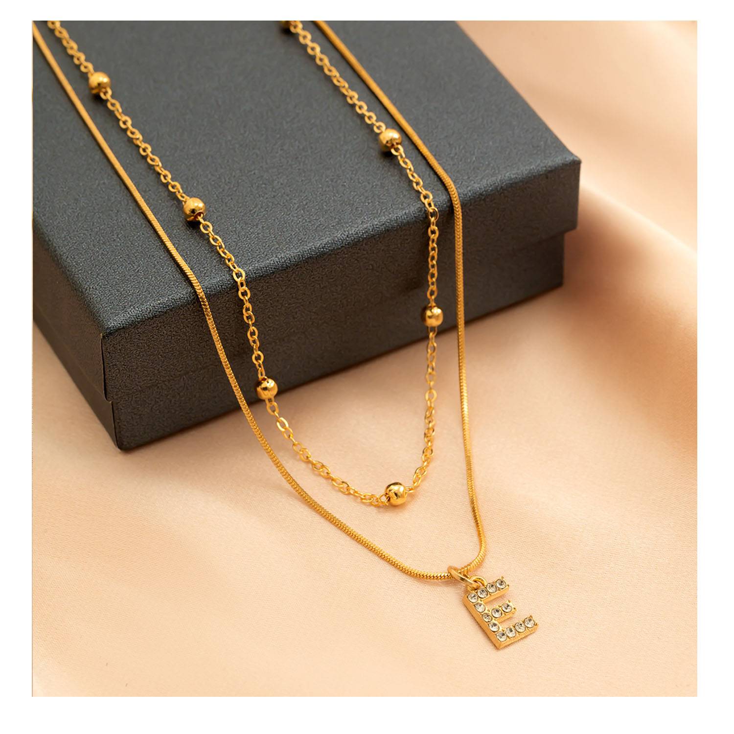 18K Gold Layered Initial Necklace Tiny A-Z Pendant Choker Ne 4