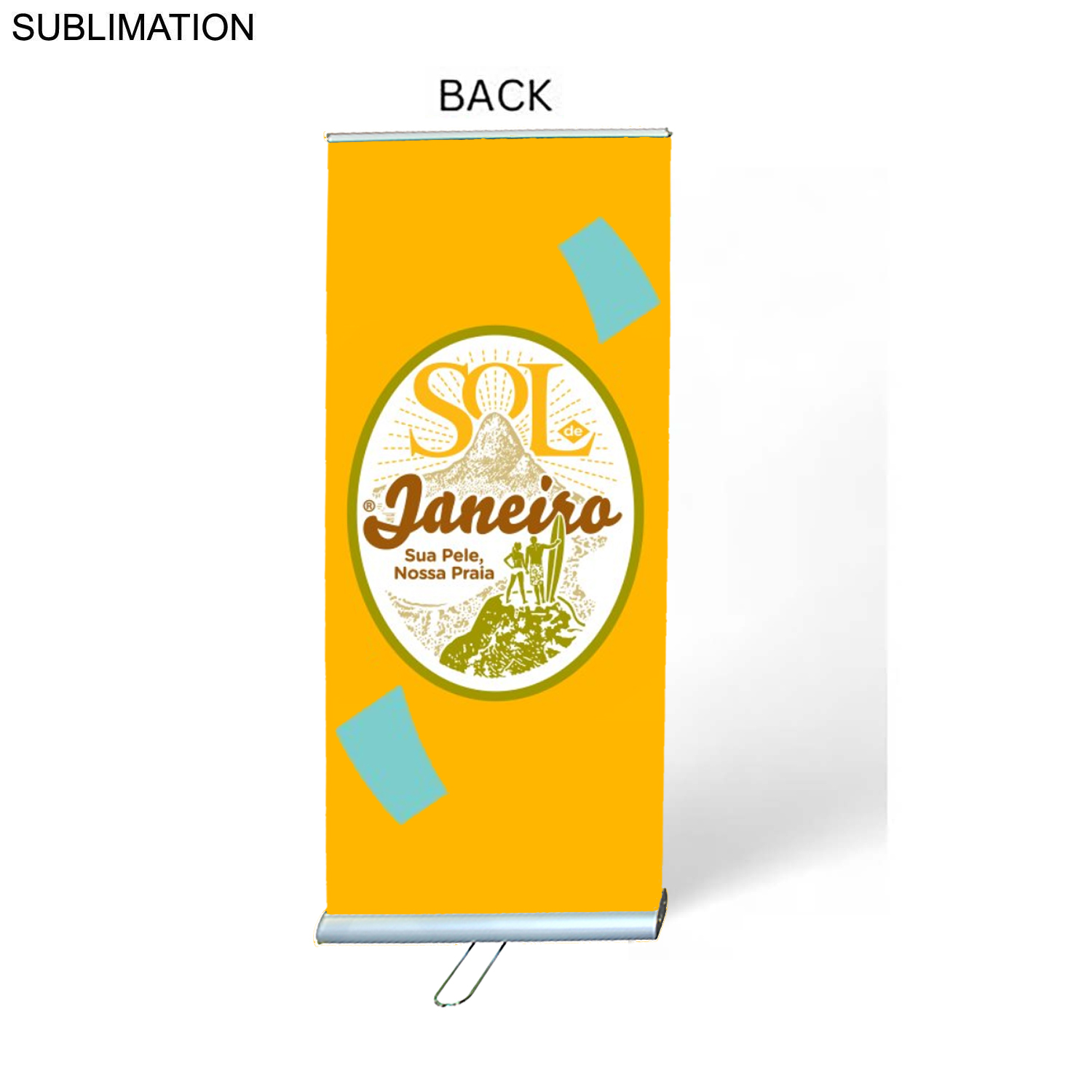 Sublimated Heavy Fabric Premium Retractable Banner w/ Double sided Graphics, 33.5x79, Standard base 6