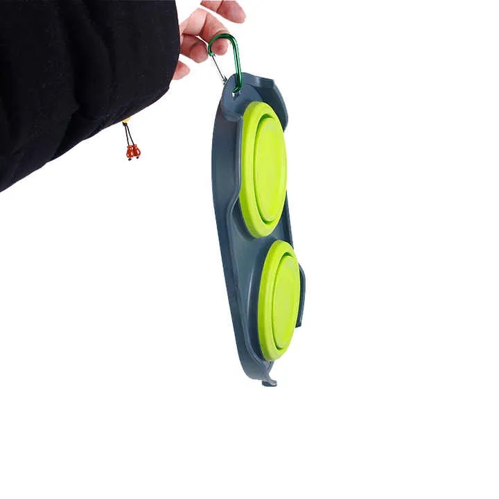 Pets Double Bowl Collapsible Travel Feeder 9