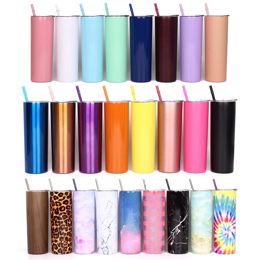 Custom Printed Skinny Stainless Steel Tumblers w/Clear Lid 1