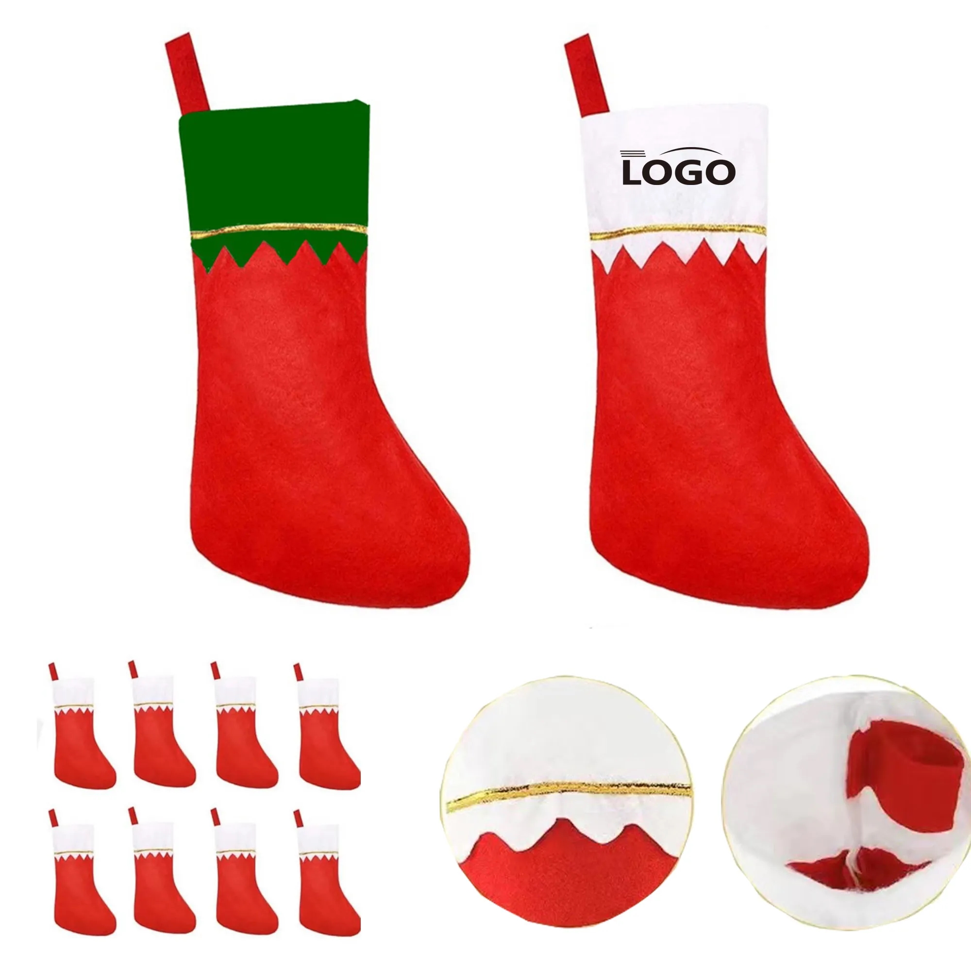 Red Felt Christmas Stockings 10pcs 2