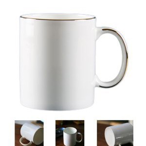 17oz Gold Rimmed Bone Ceramic Water Mug 11