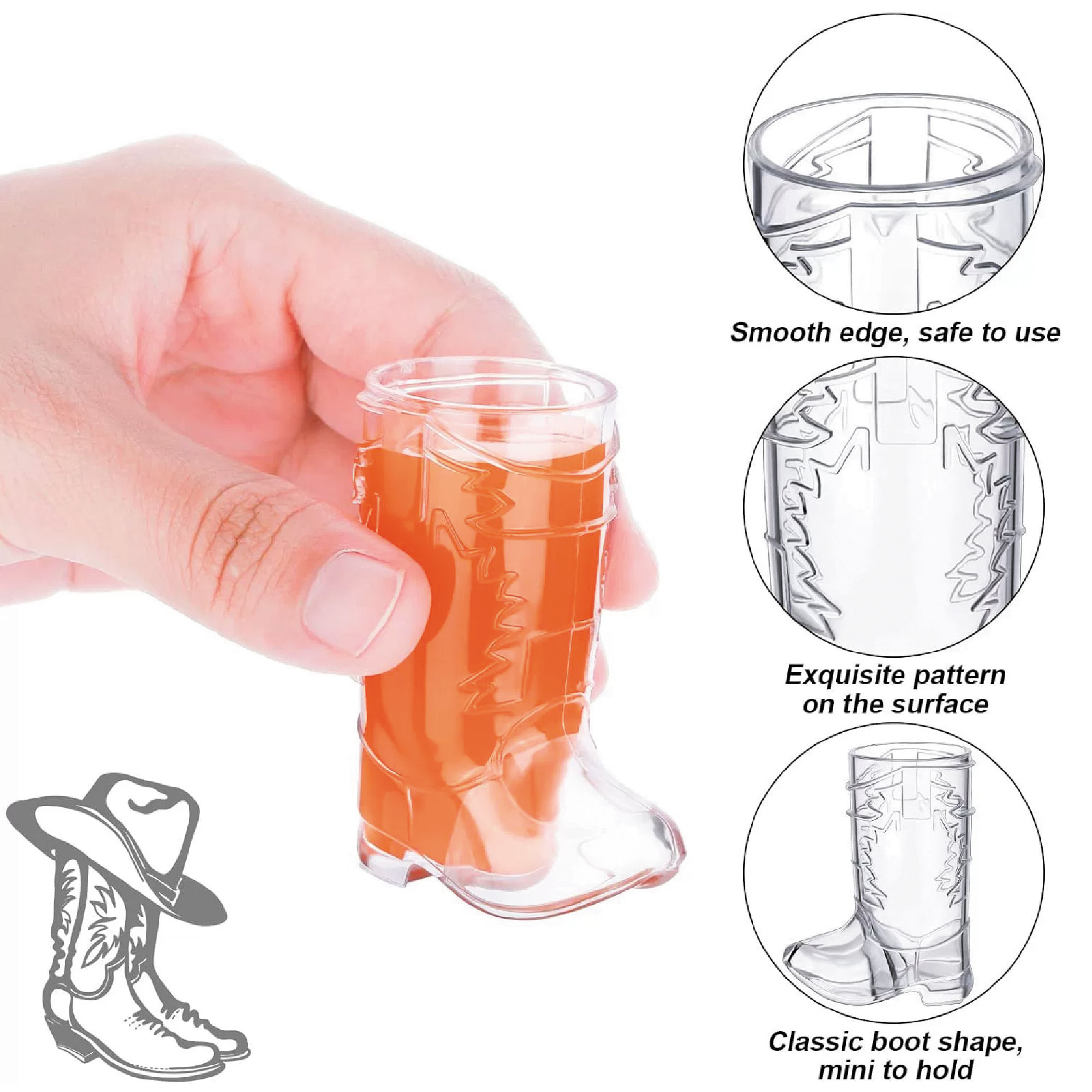 1Oz Mini Cowboy Boot Shot Plastic Cup Reusable 3