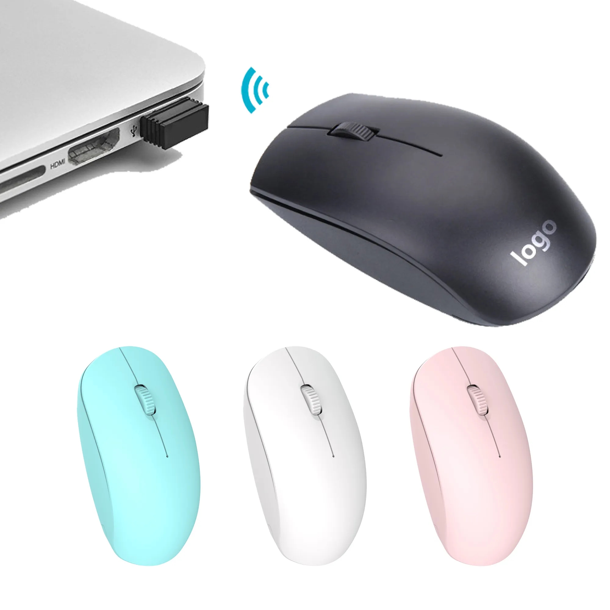 Plug-and-Play Wireless Optical Mouse Receiver PC Office 2