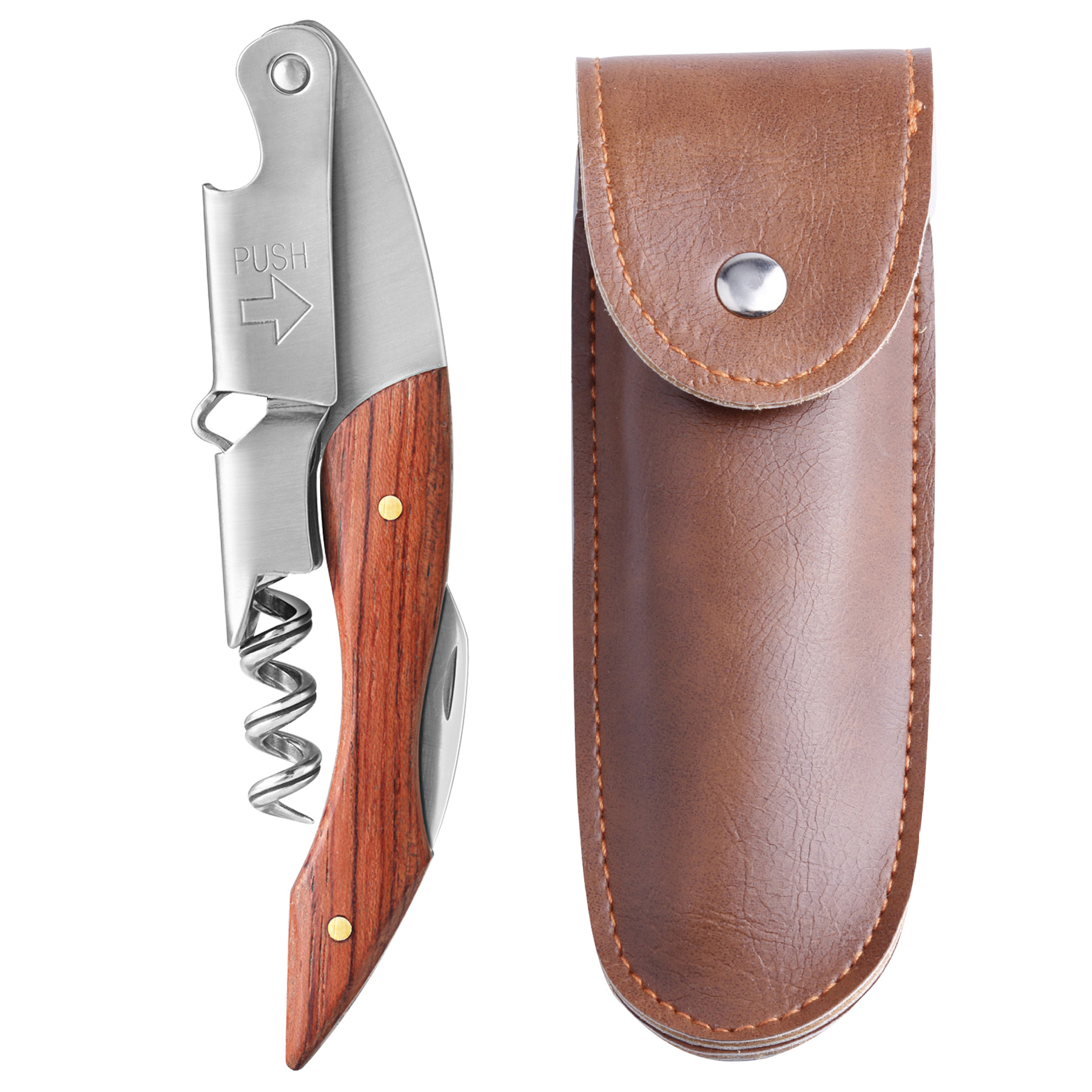Wine Bottle Opener& Corkscrew Tool With Leather Case 15