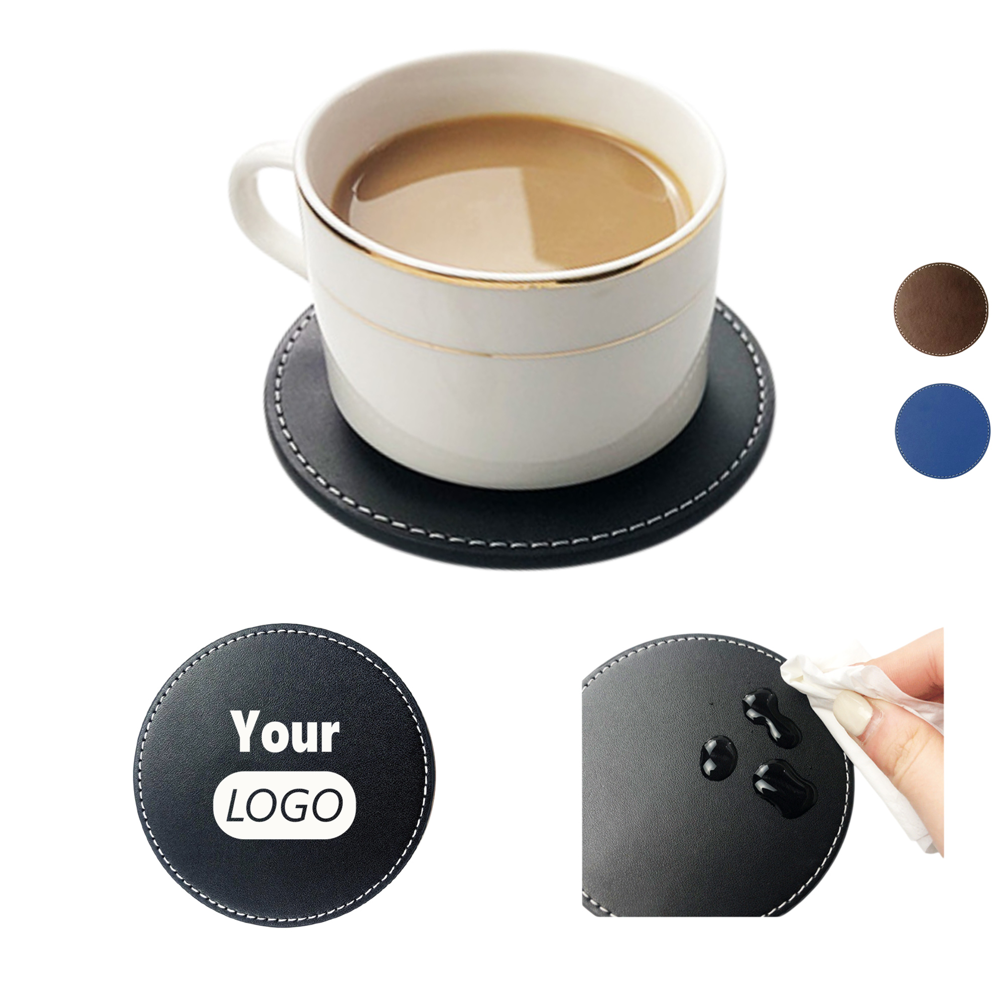 Mat Coasters with Thermal Insulation PU Leather MOQ 50 2