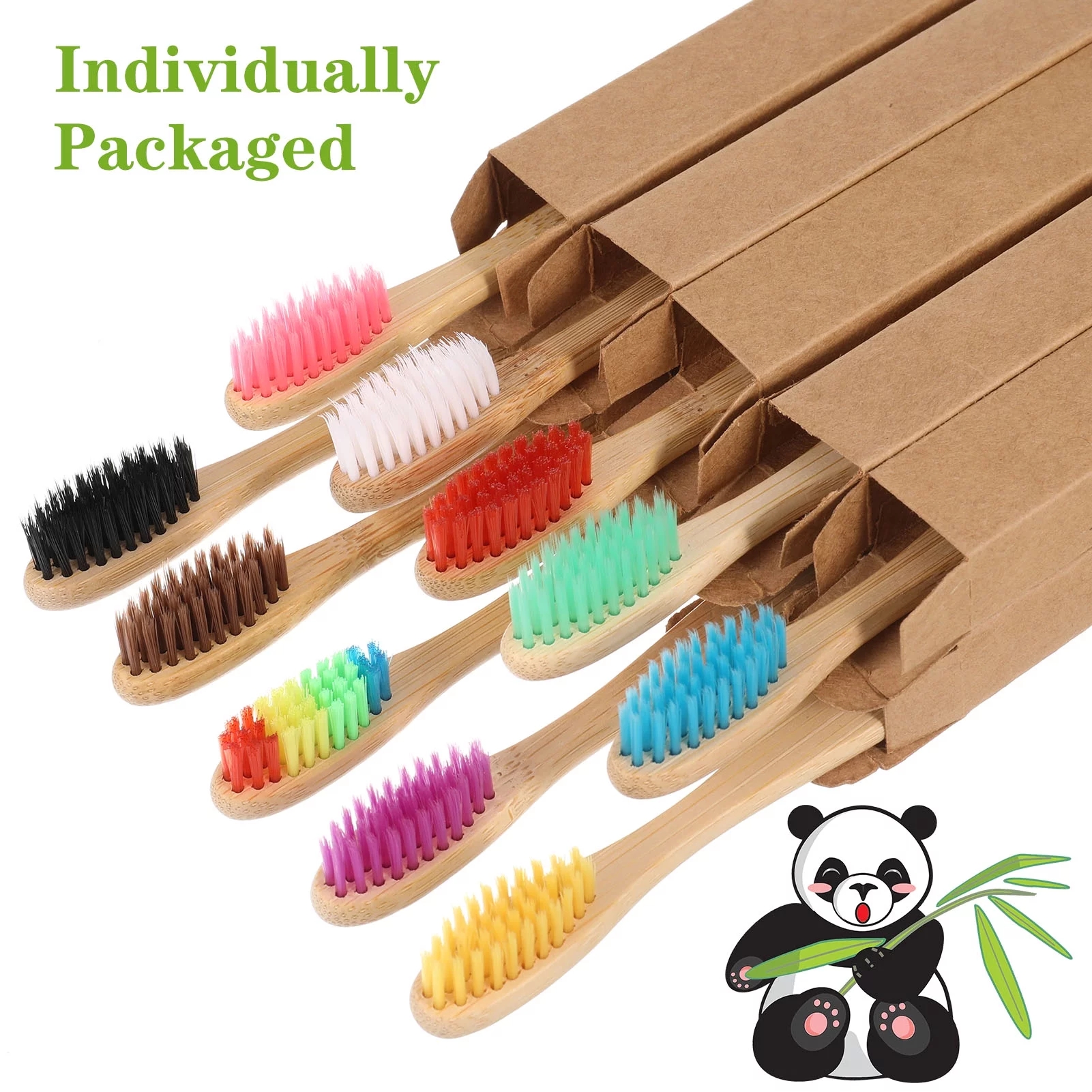 Eco Friendly Color Bristle Bamboo Tooth Brushes 2