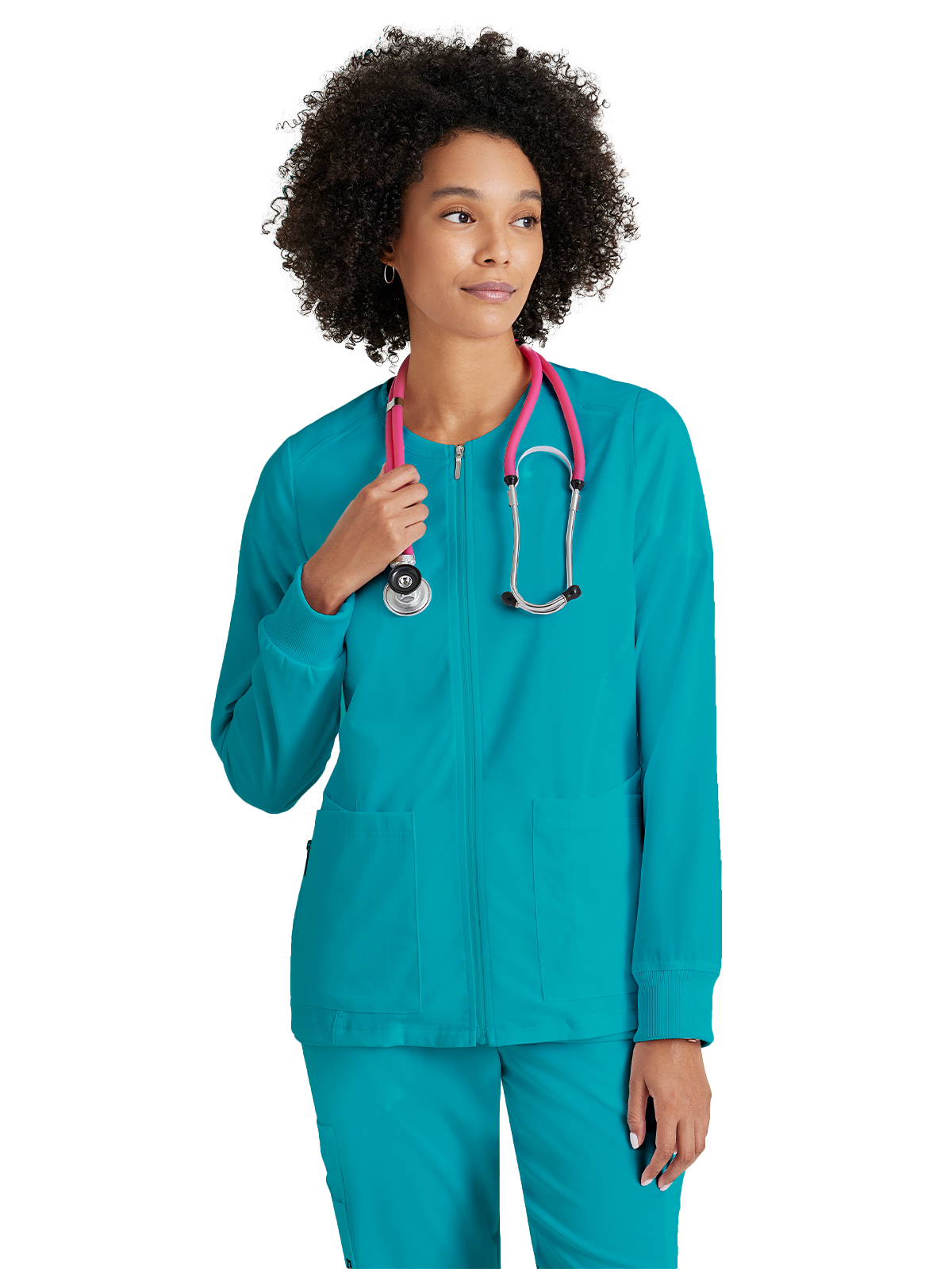 Grey's Anatomy Spandex Stretch - Women's Five-Pocket Gianna Warm-Up Scrub Jacket 53