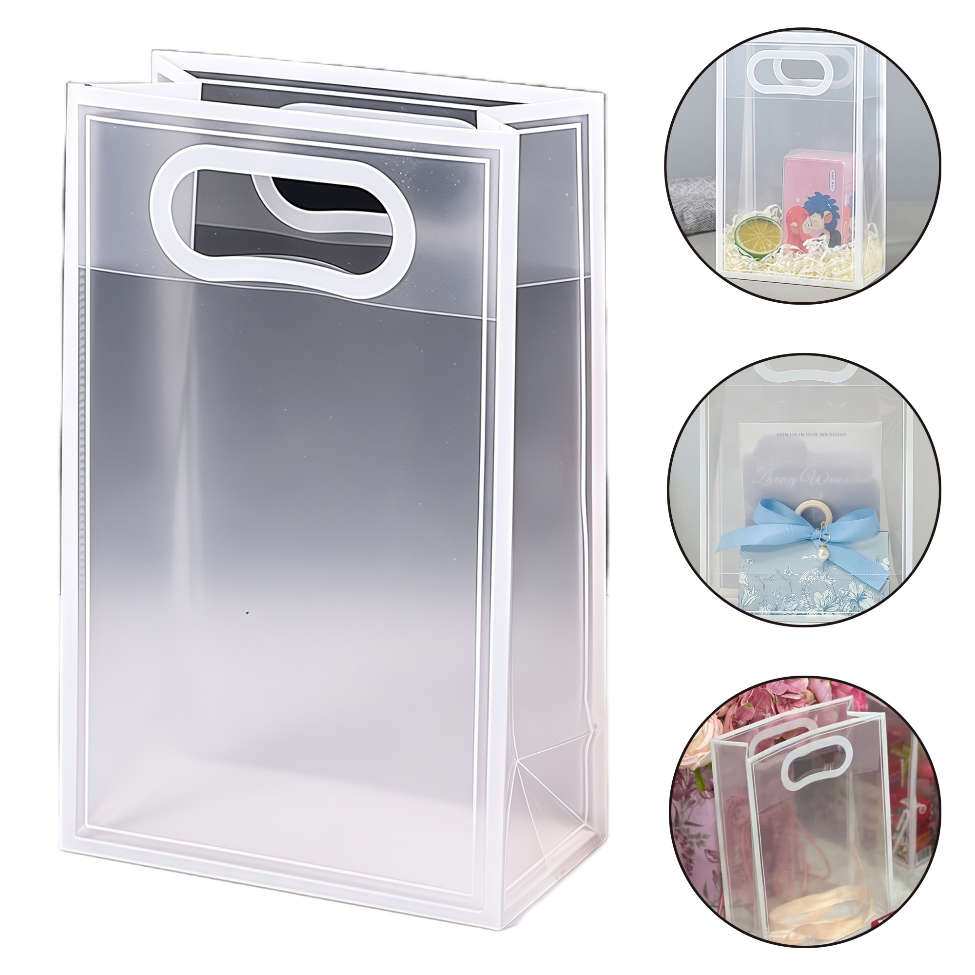 Matte White Gift Bag with Handles - Cosmetic Favor Tote for Wedding Party Reusable Durable 3