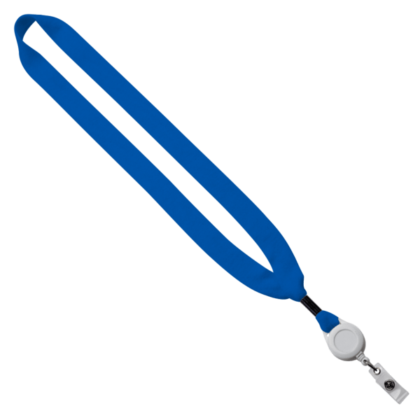 3/4" Cotton Lanyard with Metal Crimp & Retractable Badge Reel 196