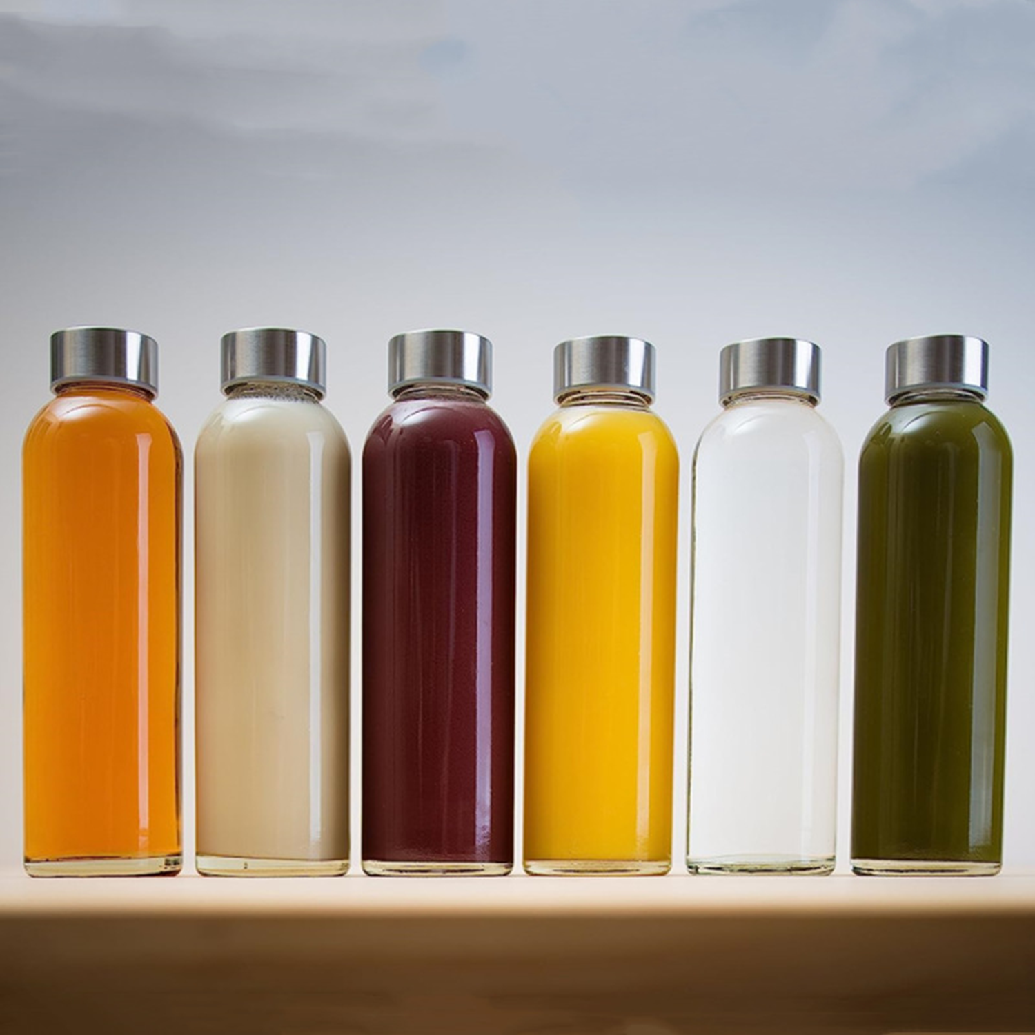 16 Oz Stainless Steel Caps Glass Water Bottles 4
