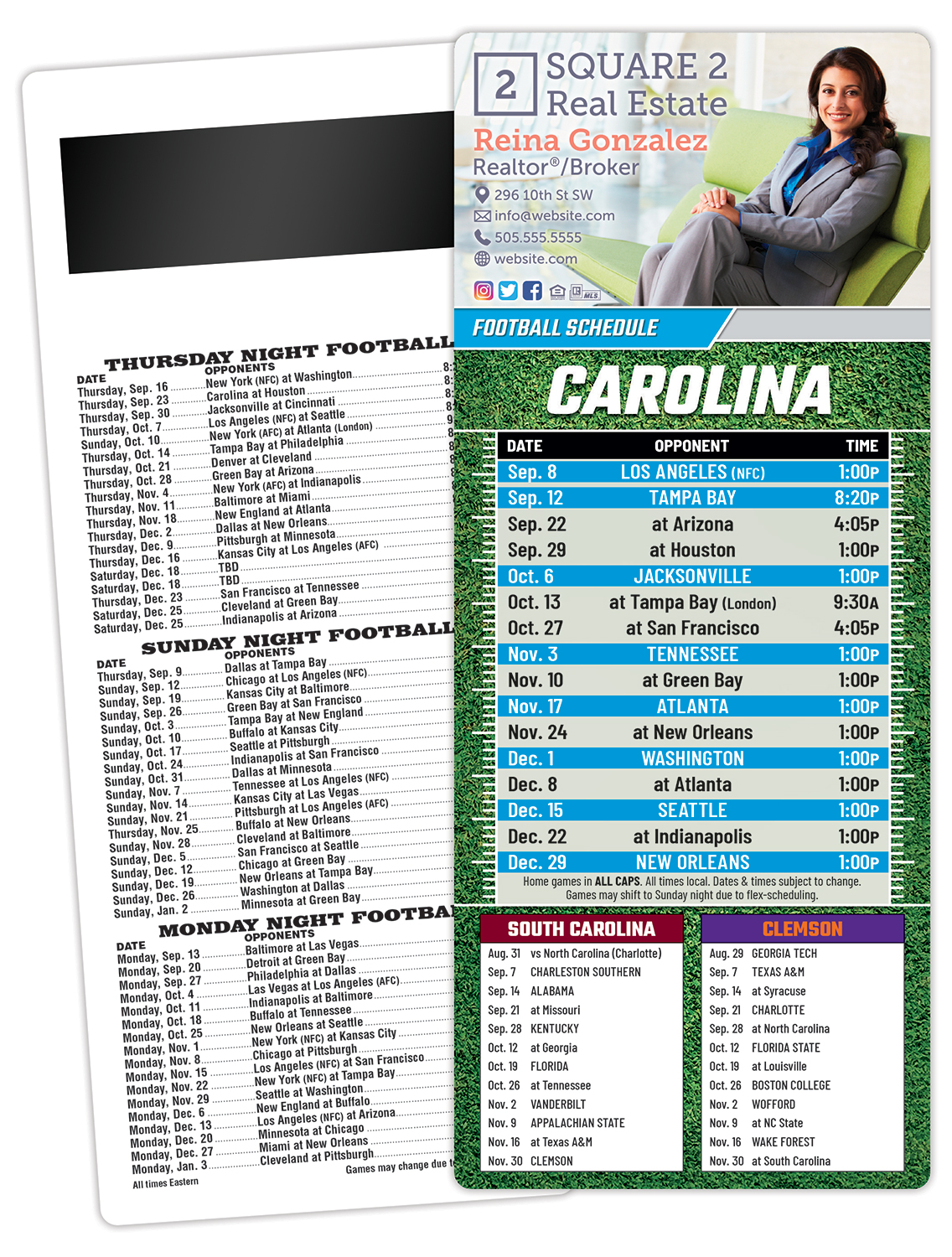 Football Schedule Laminated Card/Postcard with Magnet Strip 3.5x8.5 - 14 pt. 1