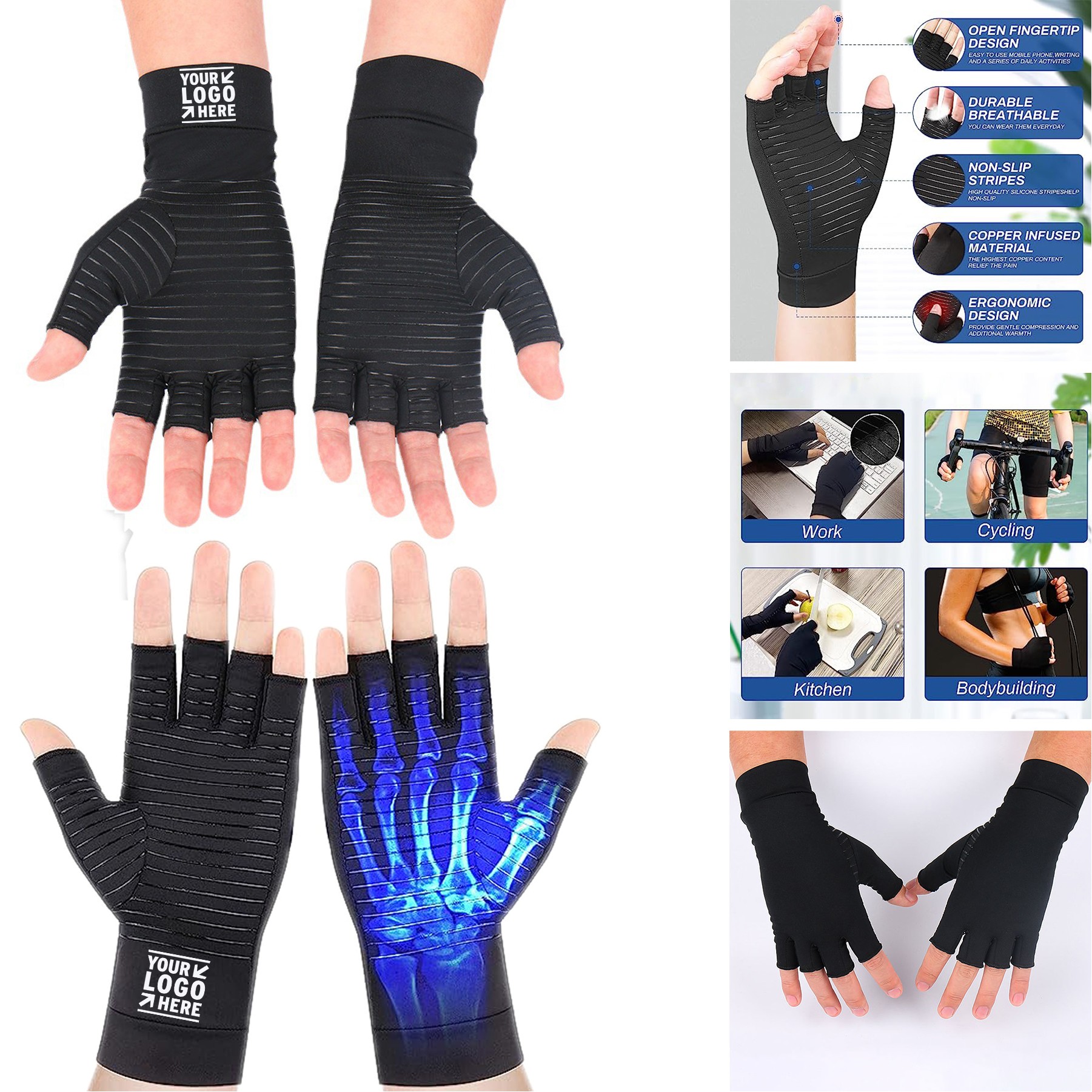 Fingerless Arthritis Gloves for Men Women 3