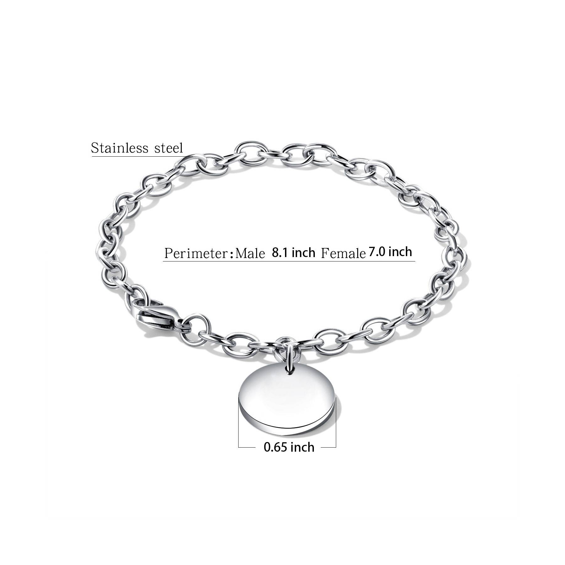 Round engraved titanium steel bracelet 1