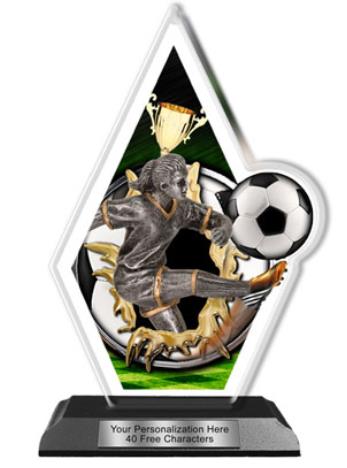 Acrylic Trophy: 6" Quasar, Soccer Female Design, 3 2
