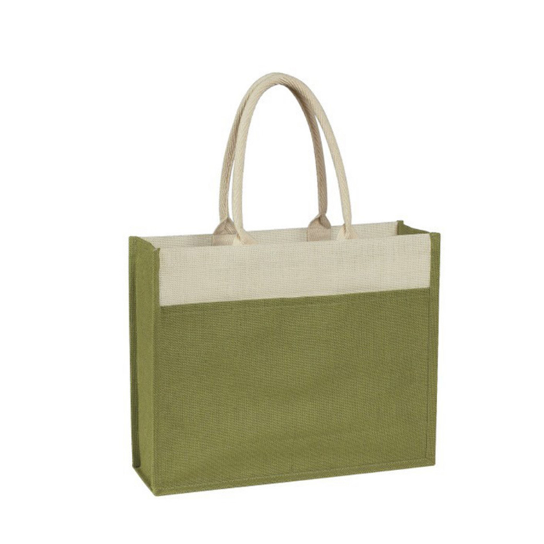 Eco Jute Logo Tote Bag w/Front Pocket, custom tote bag with logo imprint 4