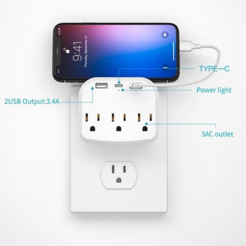 3-Outlet Extender with 3 Usb Power Strip 18