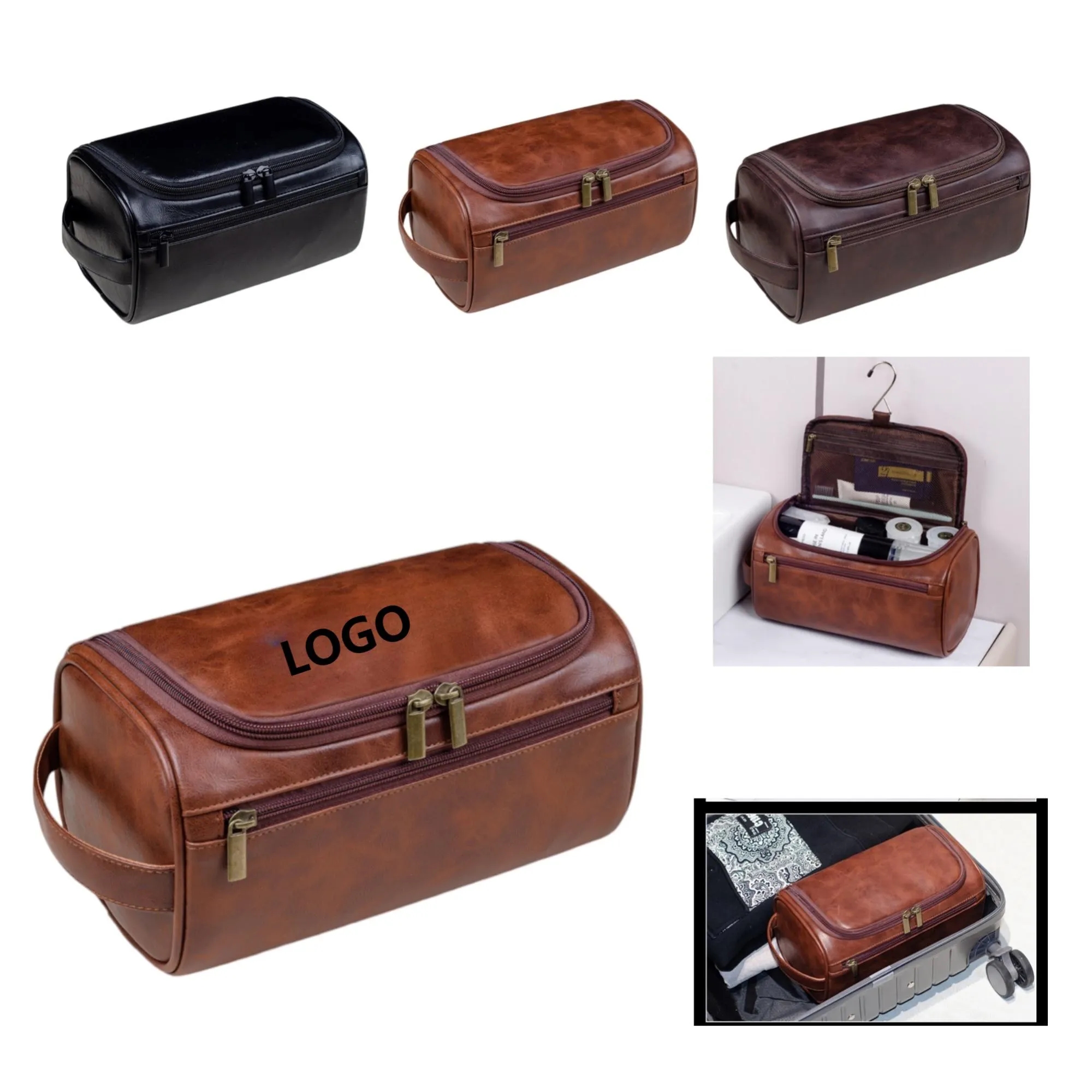 9.8" x 5.1" x 5.1" Pu Leather Travel Toiletry Bag 4