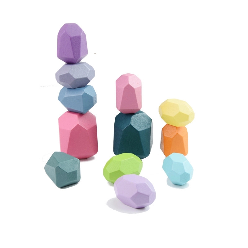 Stacking Stones Toy Wooden Rock 7