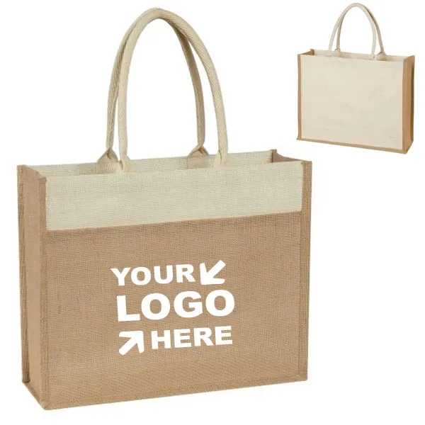 Jute Tote Bag with Front Pocket, custom tote bag with logo imprint 3