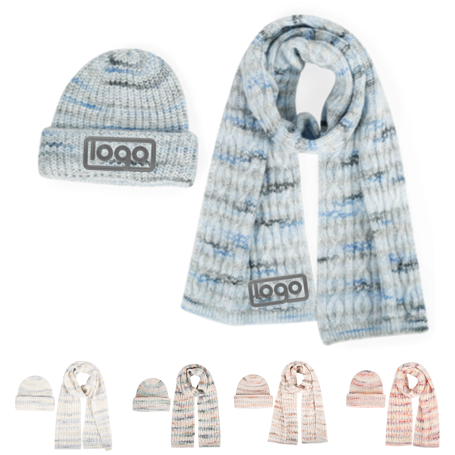 Unisex Thickened Knitted Hat Scarf Set 11