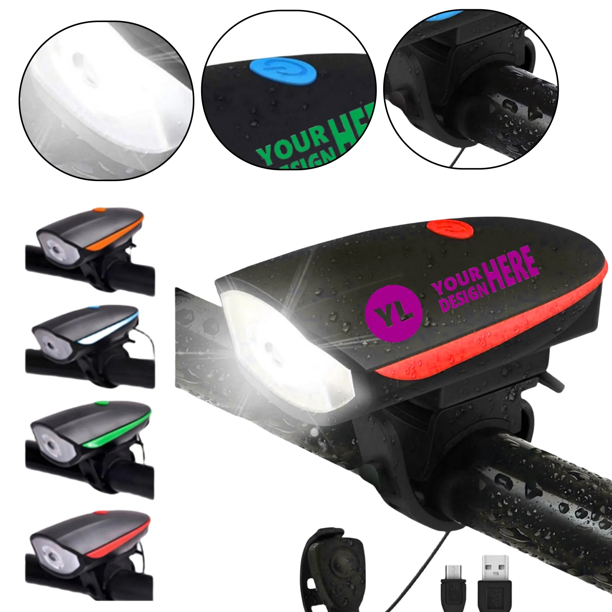 USB Bike Headlight & Horn Bell 2