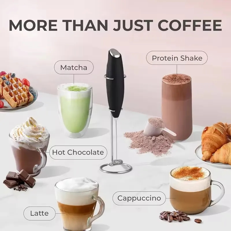 Electric Powerful Milk Frother Handheld Foam Maker 6