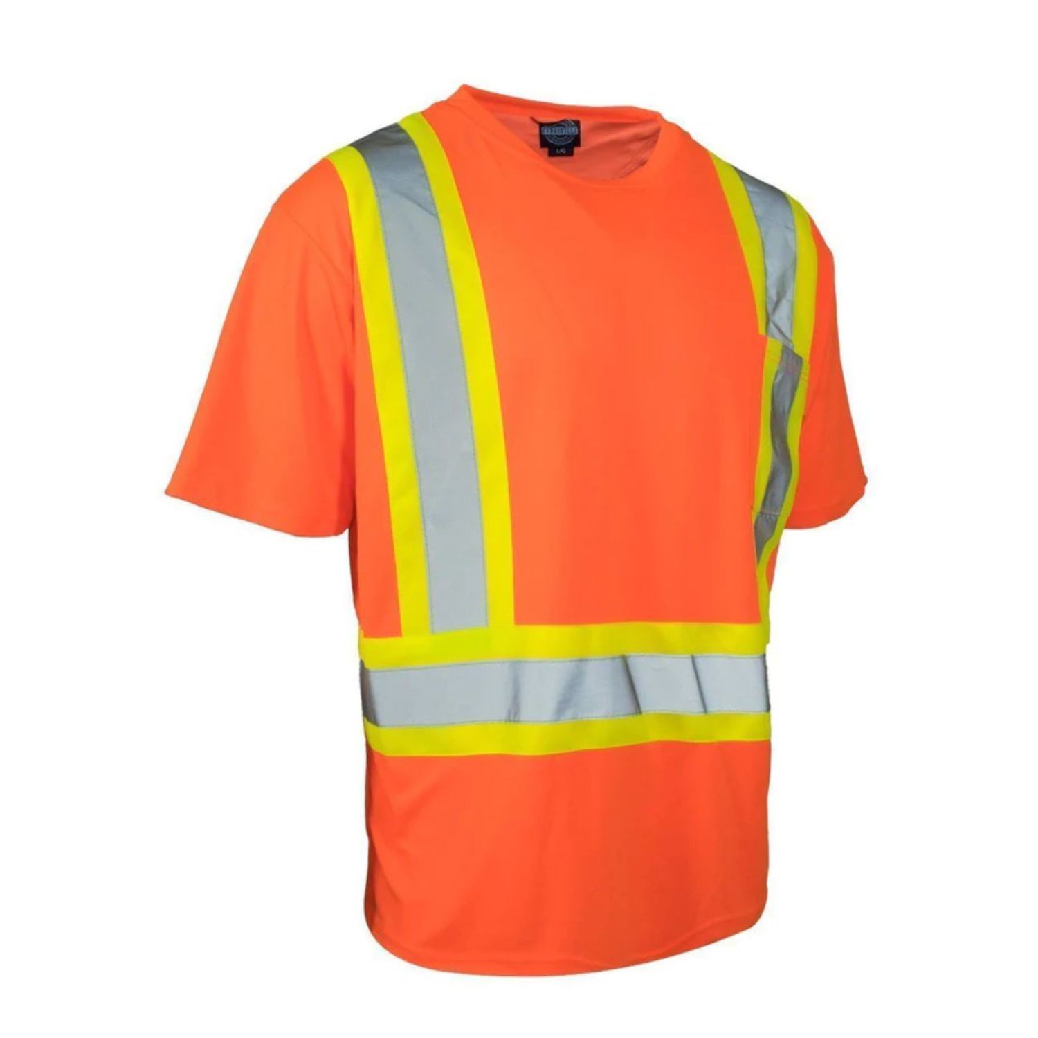 Recycled Class 2 Reflective Cross Back Safety Tee Shirt With Chest Pocket