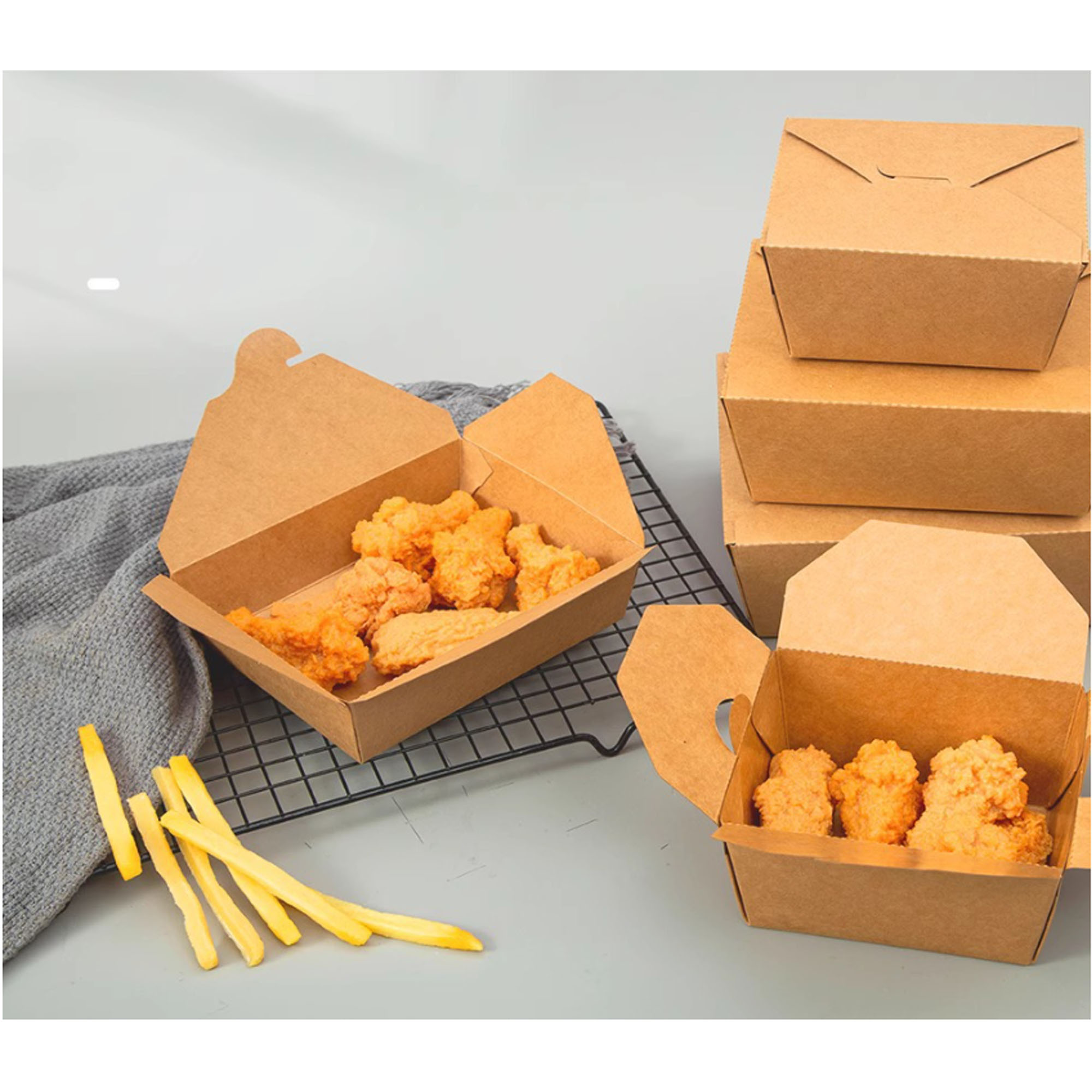 Kraft Paper Lunch Box with Strong, Biodegradable Construction 3