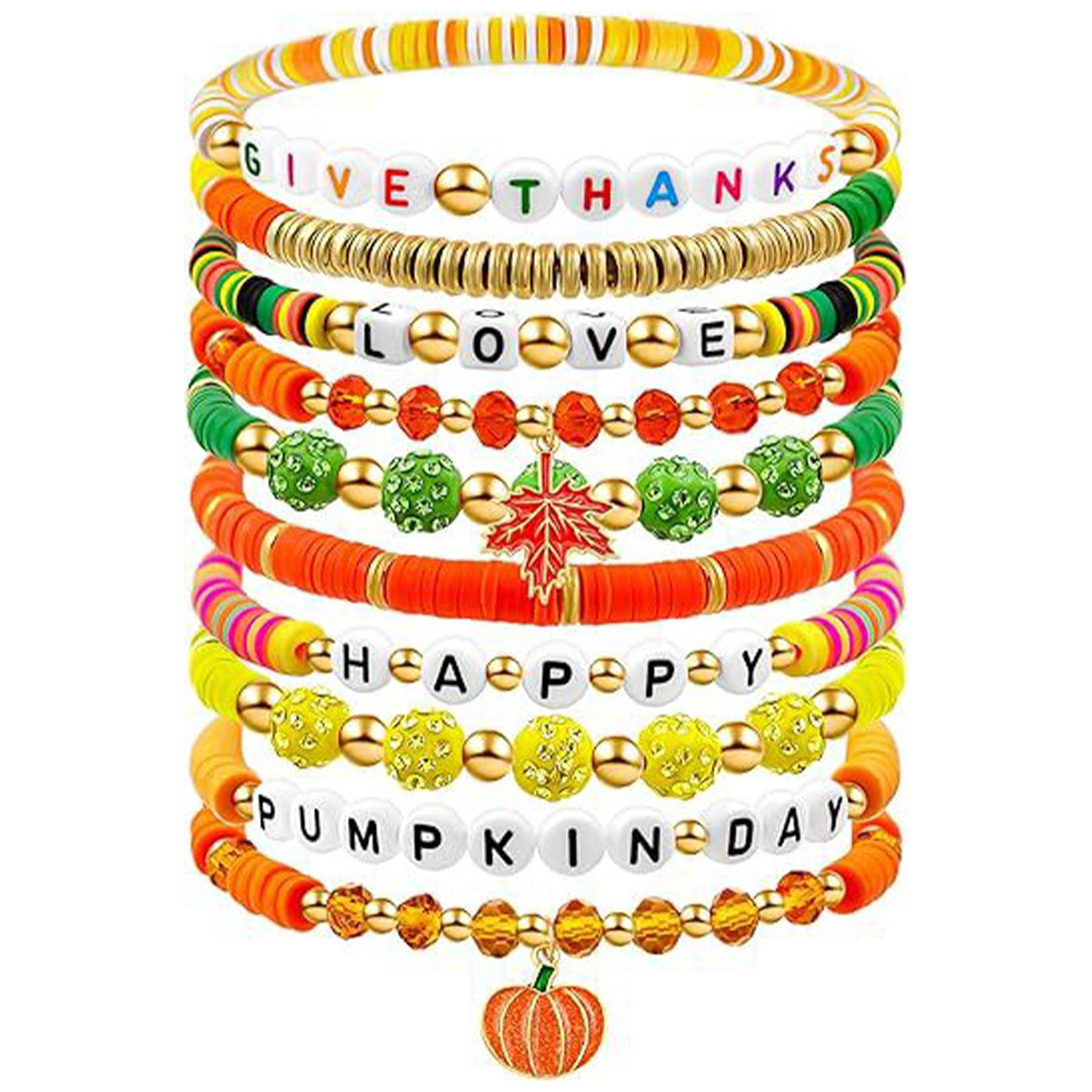 Plastic Thanksgiving turkey maple leaf pendant bracelet 4