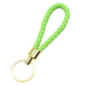 Chic Weaved PU Leather Keychain With Golden Buckle 13